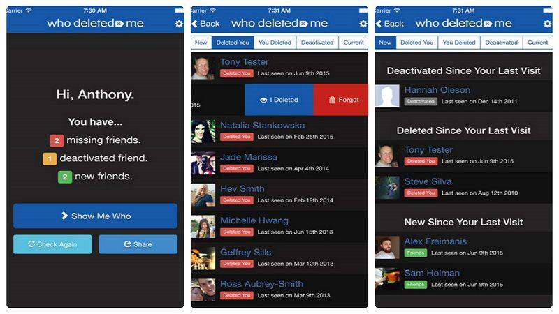 android, ios, facebook, who deleted me on facebook