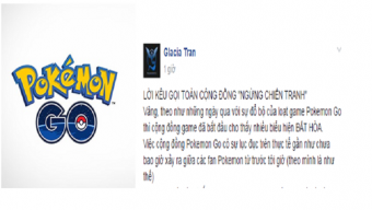 pokemon go, chien tranh pokemon go, mau thuan pokemon go, loi keu goi ngung chien tranh, game thu mau thuan nhau vi pokemon go, bieu hien bat hoa trong pokemon go, chien tranh game thu