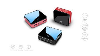 sạc dự phòng, pisen mini mirror 10000 mah, pisen, sạc dự phòng cho nữ