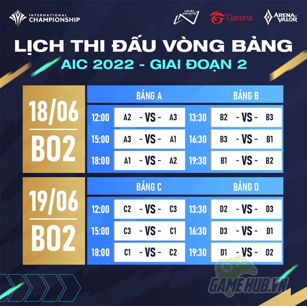 Liên Quân Mobile - Cập nhật lịch thi đấu AIC 2022, công bố đội hình ba team Việt Nam