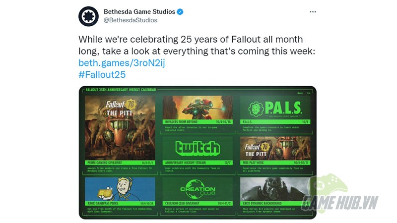 Fallout 76 mở cửa miễn phí kỷ niệm sinh nhật 25 tuổi thương hiệu Fallout
